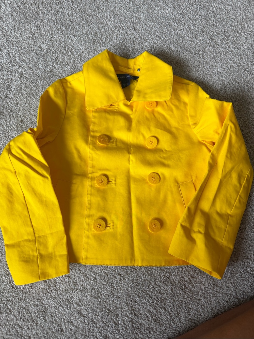 Ralph Lauren Kids Bright Yellow Double-Breasted rain Pea Coat